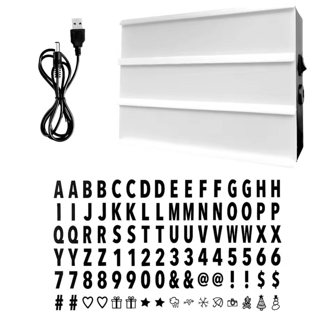 LED Combination Night Light Box Lamps DIY Black Letters Cards