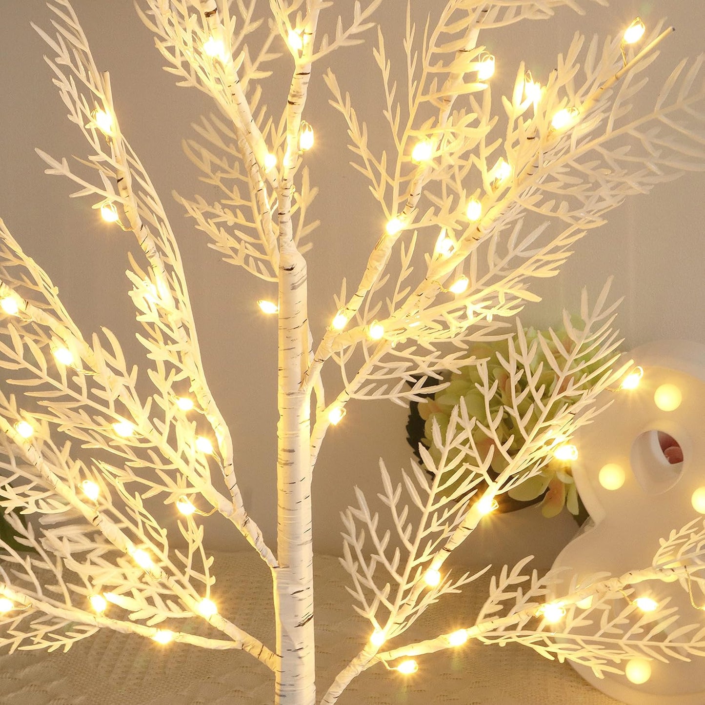 Led Birch Tree Lamp 22 Inches Warm White Fairy Light Tree with Timer 8 Lighting Modes for Easter Christmas Party Wedding Home Decoration (Warm White)